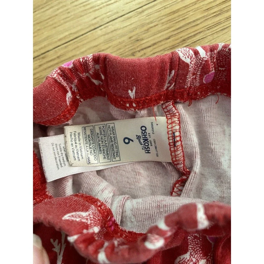 Oshkosh B’gosh 2 Piece Pajamas Christmas Oh Deer Reindeer Red And White